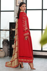 3-PC Unstitched Embroidered Leather with Printed Wool Shawl PS3-18